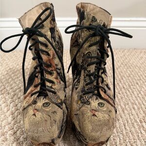 Jeffrey Campbell Cat Print Lace-Up Boots
